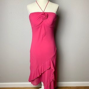 New Georgiou Studio Barbie Hot Pink Halter Top Sexy Dress